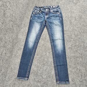 Miss Me Jeans Womens Size 25 x 30 Easy Skinny Mid Rise Distressed